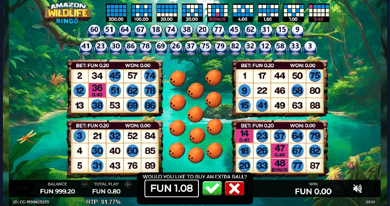 Amazon Wildlife Bingo -kuvakaappaus