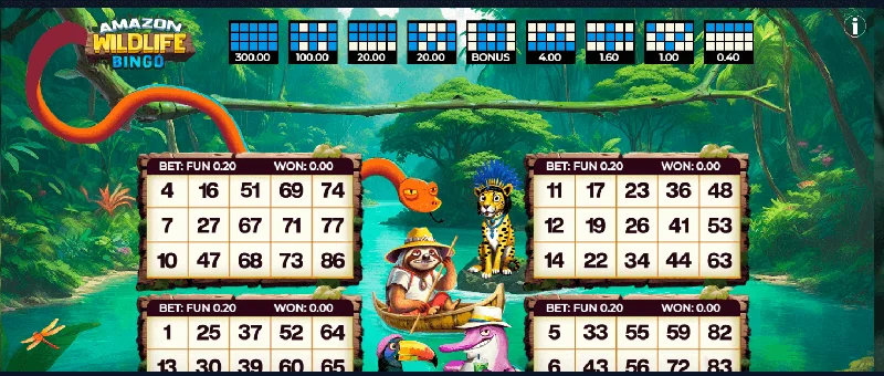 Amazon Wildlife Bingo -kuvakaappaus