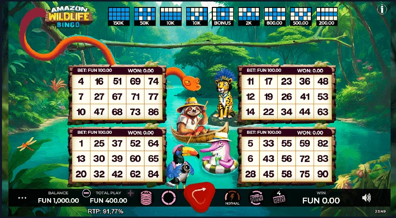 Amazon Wildlife Bingo -kuvakaappaus