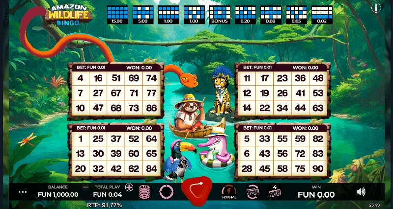 Amazon Wildlife Bingo -kuvakaappaus