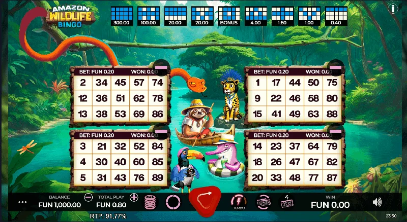 Amazon Wildlife Bingo -kuvakaappaus