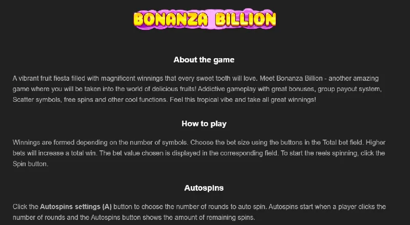 Bonanza Billion -kuvakaappaus