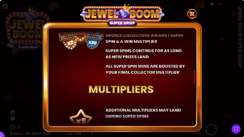 Jewel Boom Super Drop -kuvakaappaus