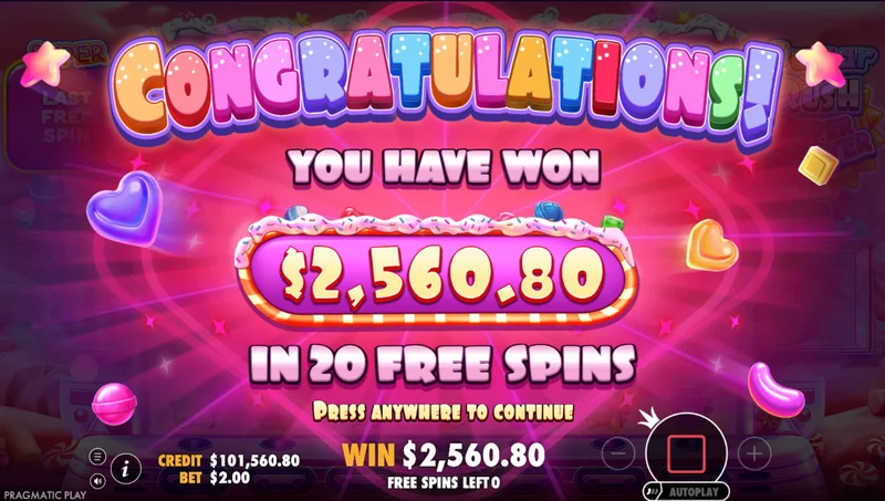 Sugar Rush Super Scatter -kuvakaappaus