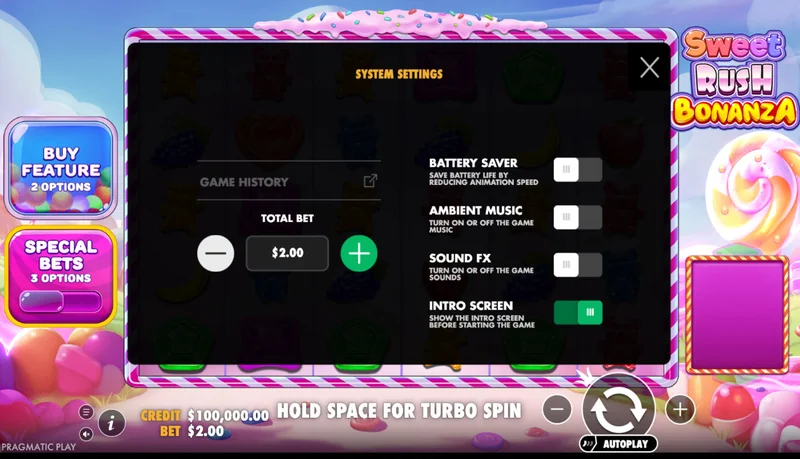 Sweet Rush Bonanza -kuvakaappaus